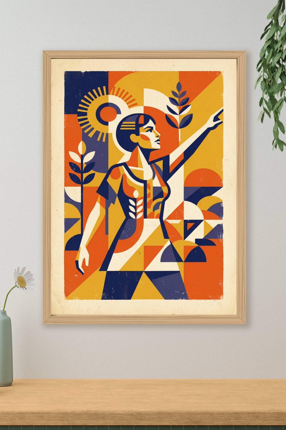 Affiche propagande vintage, style géométrique