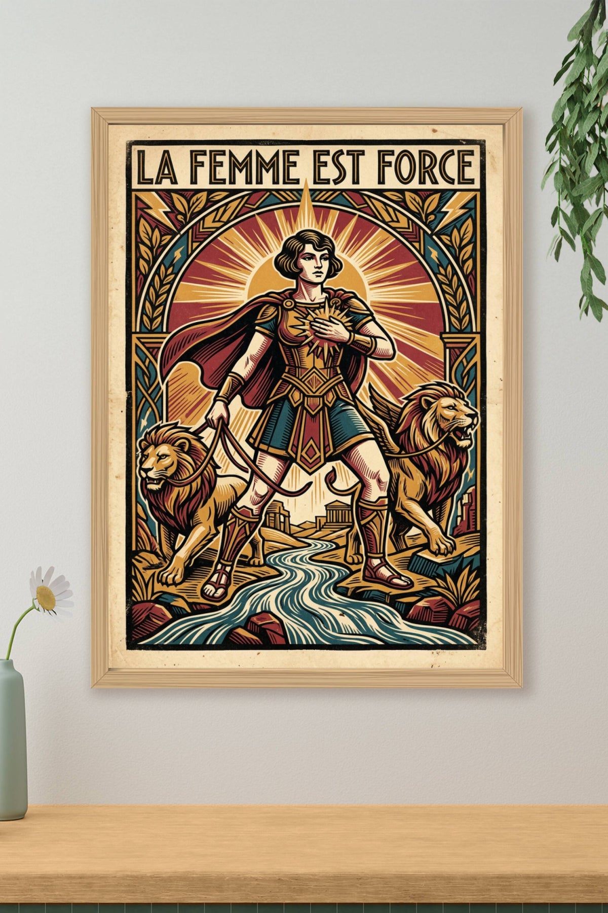 Affiche La femme est force, style vintage