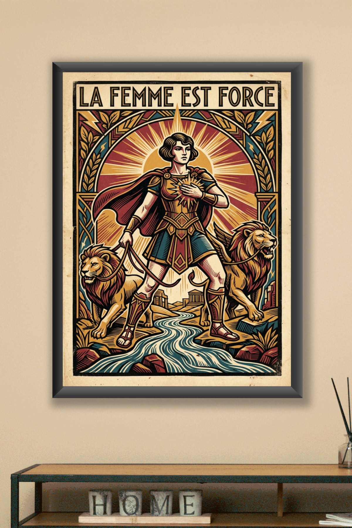Affiche La femme est force, style vintage