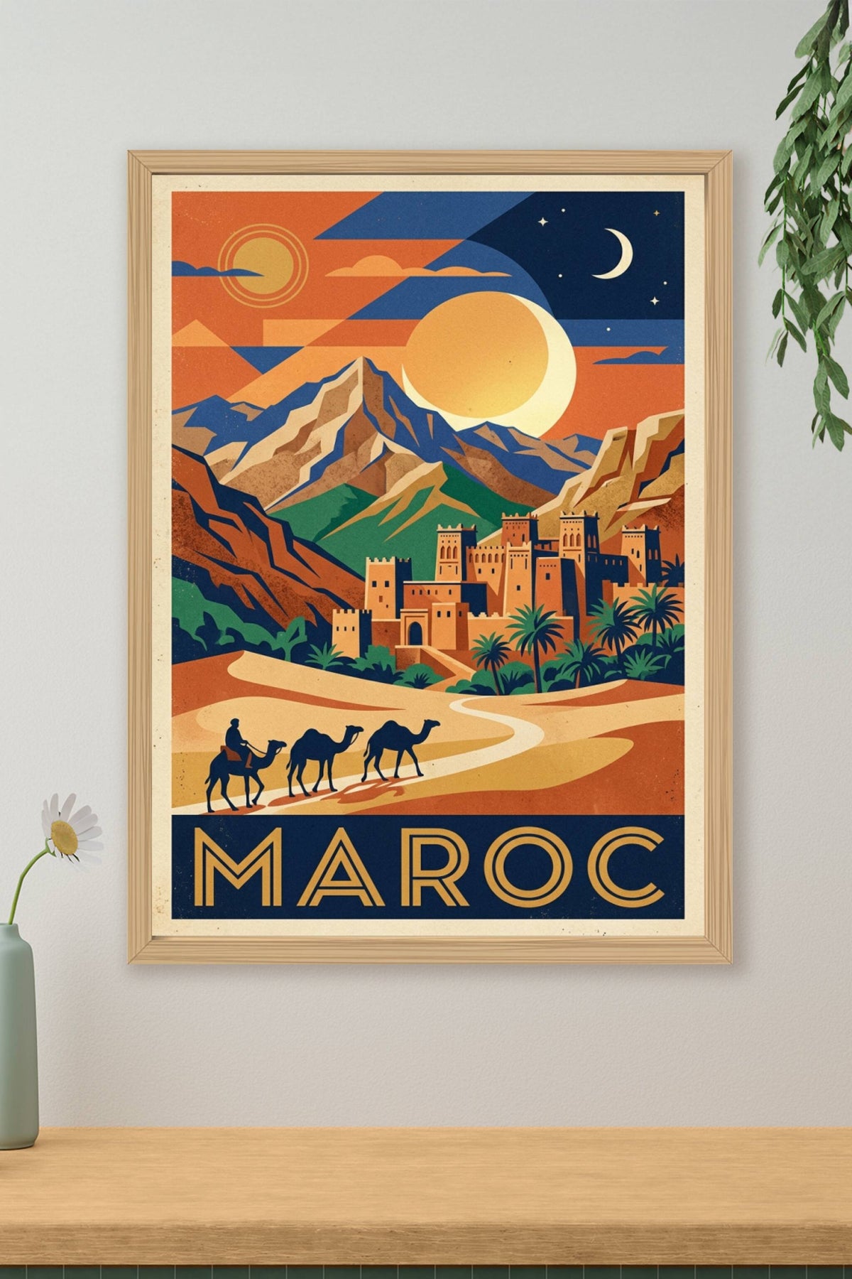 Affiche du Maroc, kasbah et montagnes