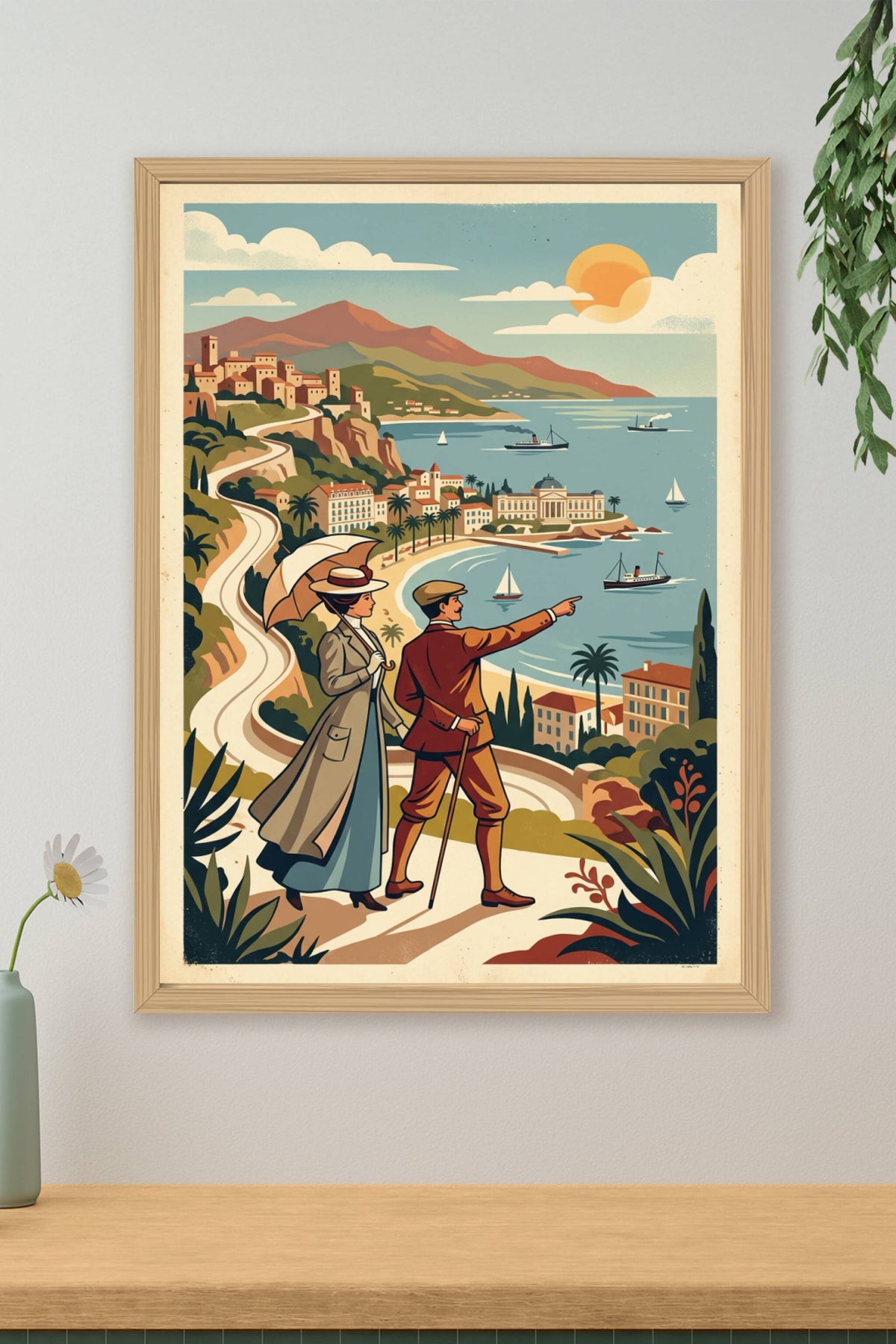 Affiche de la Côte d'Azur, style vintage