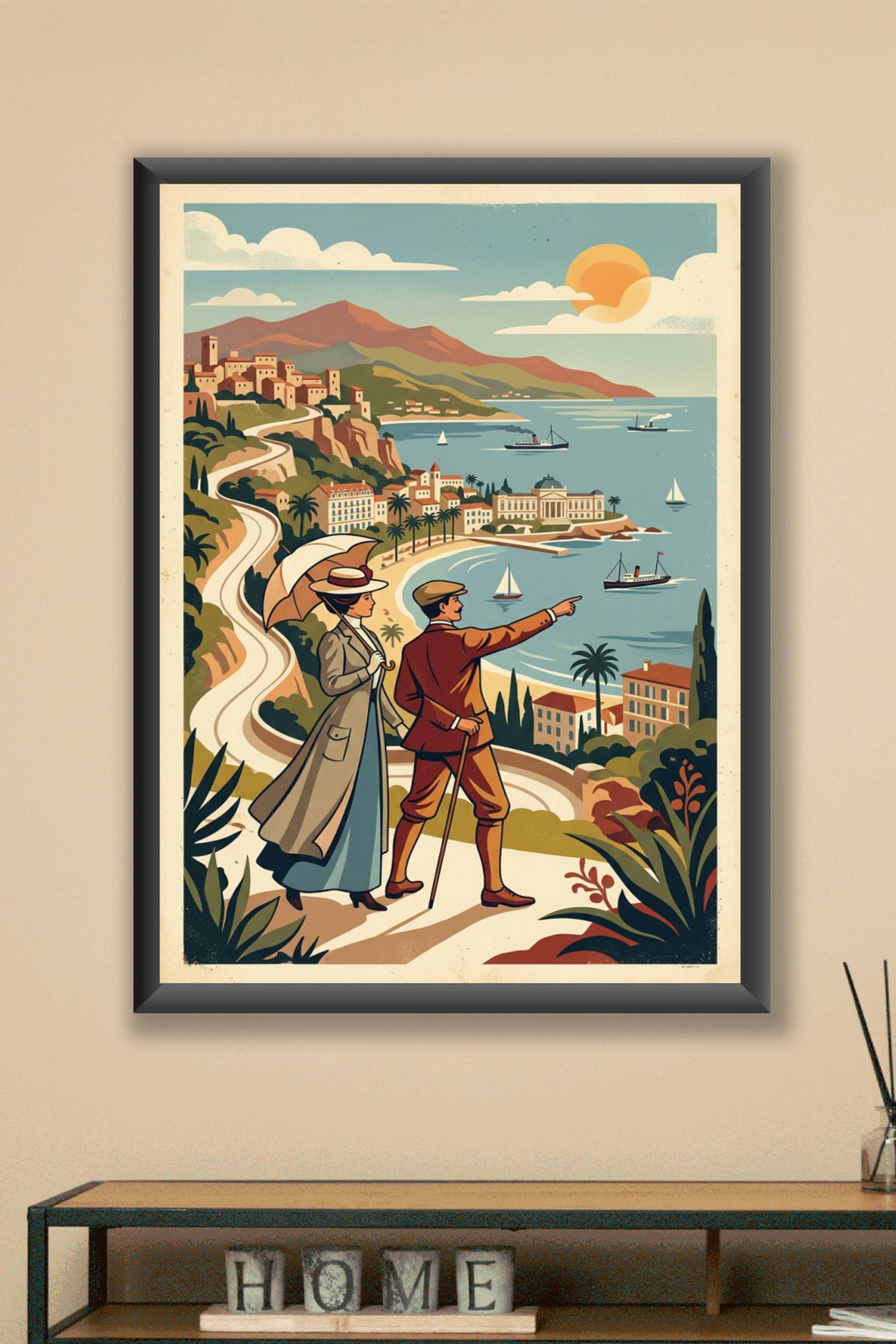 Affiche de la Côte d'Azur, style vintage