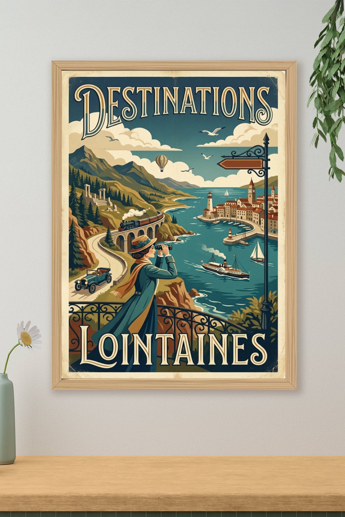 Affiche Destinations Lointaines, style vintage