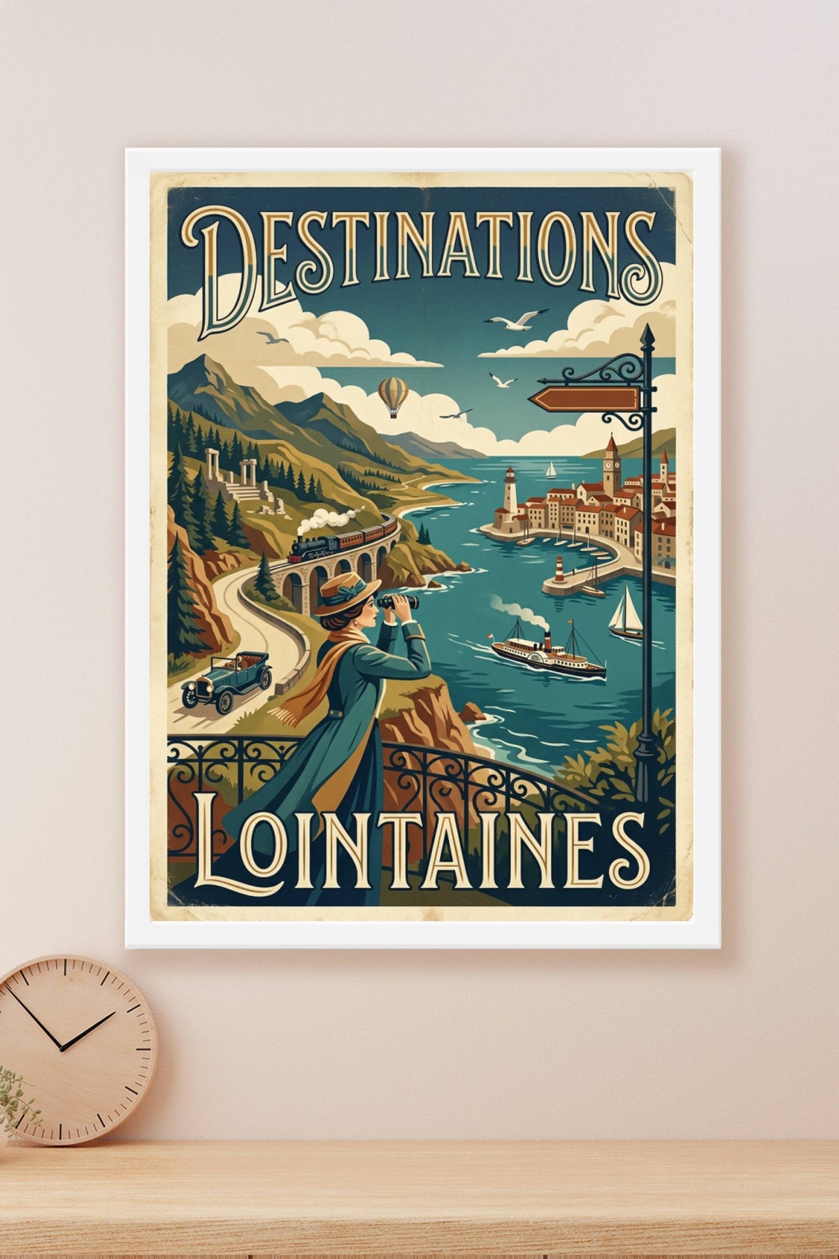 Affiche Destinations Lointaines, style vintage