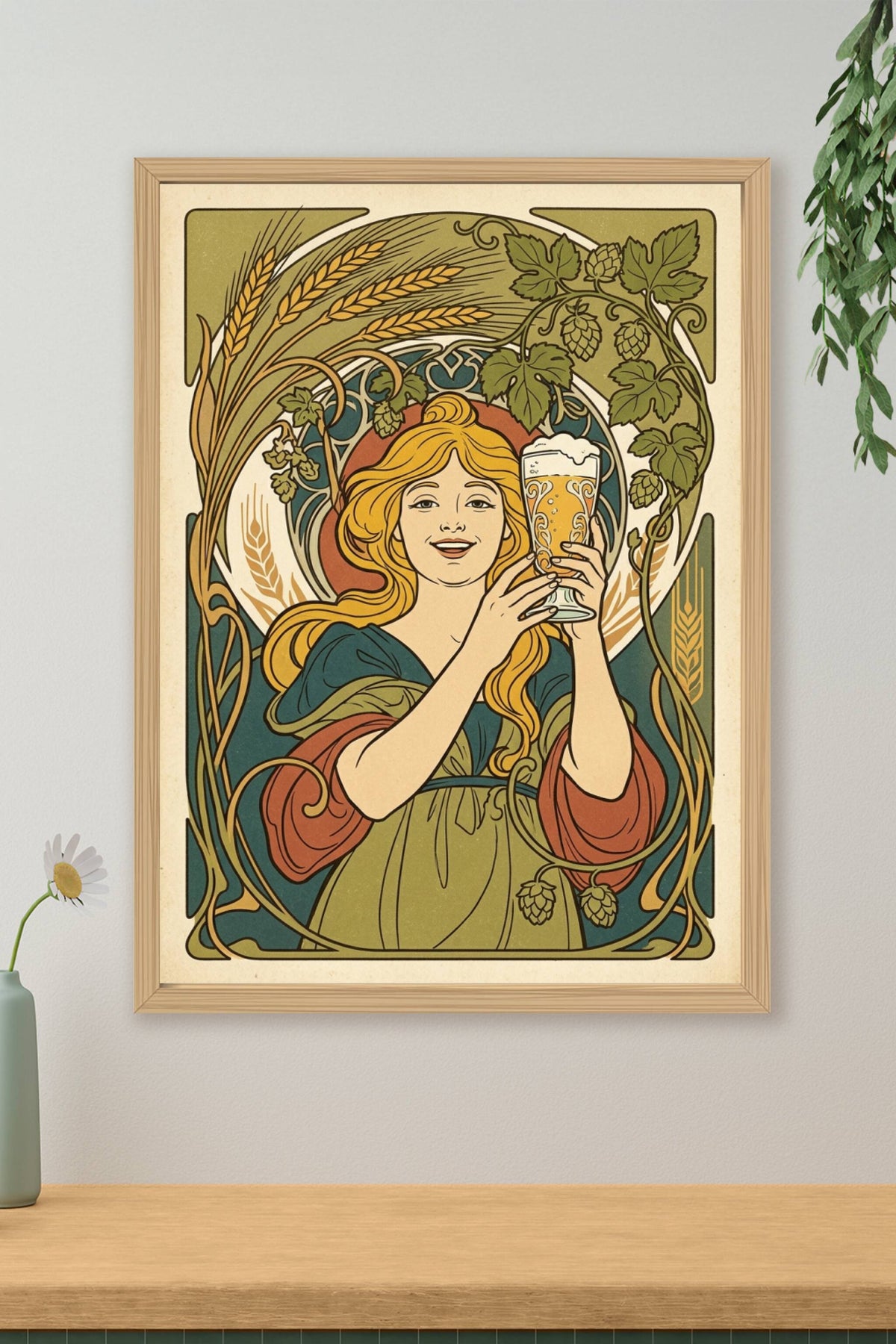 Affiche bière vintage, style Art Nouveau
