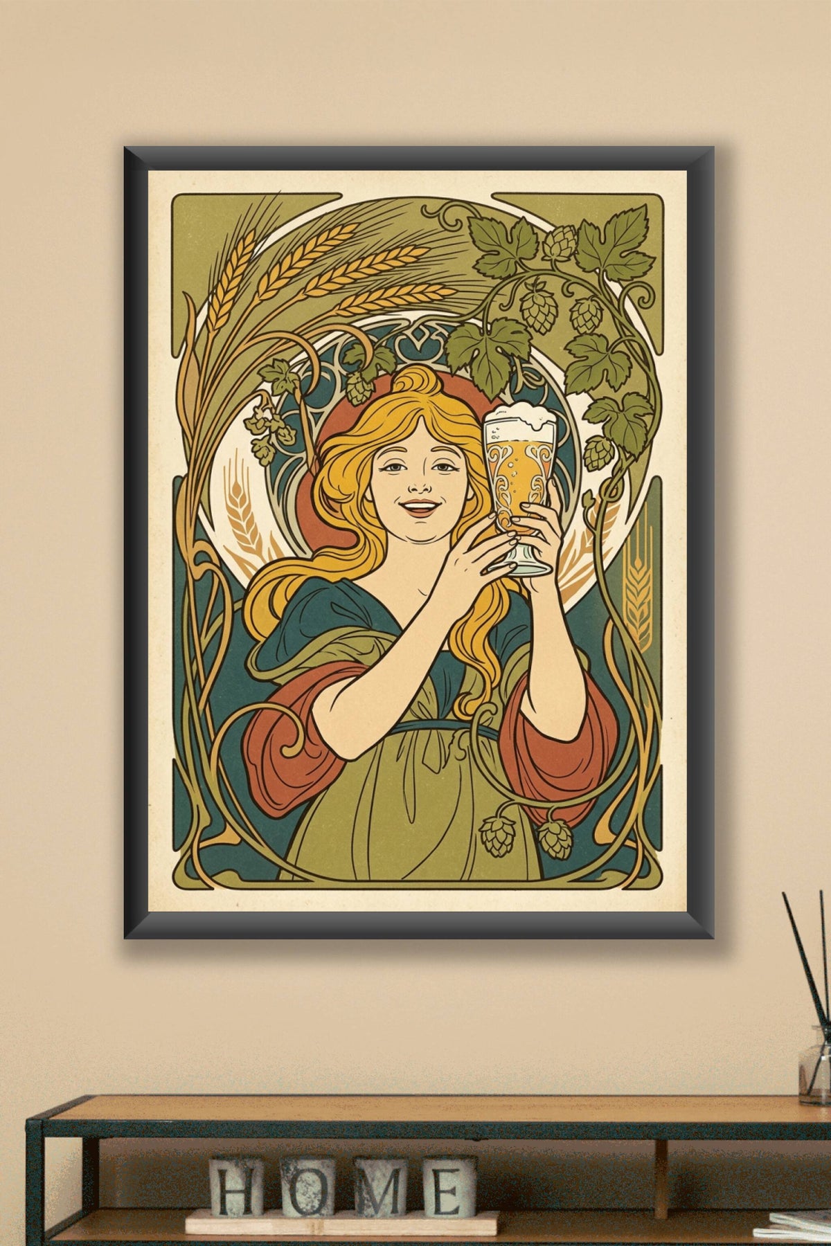 Affiche bière vintage, style Art Nouveau