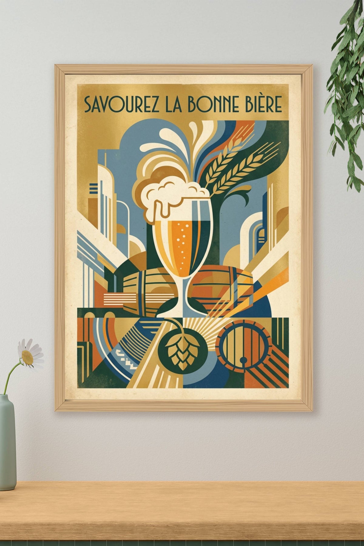 Affiche de bière vintage, style art déco