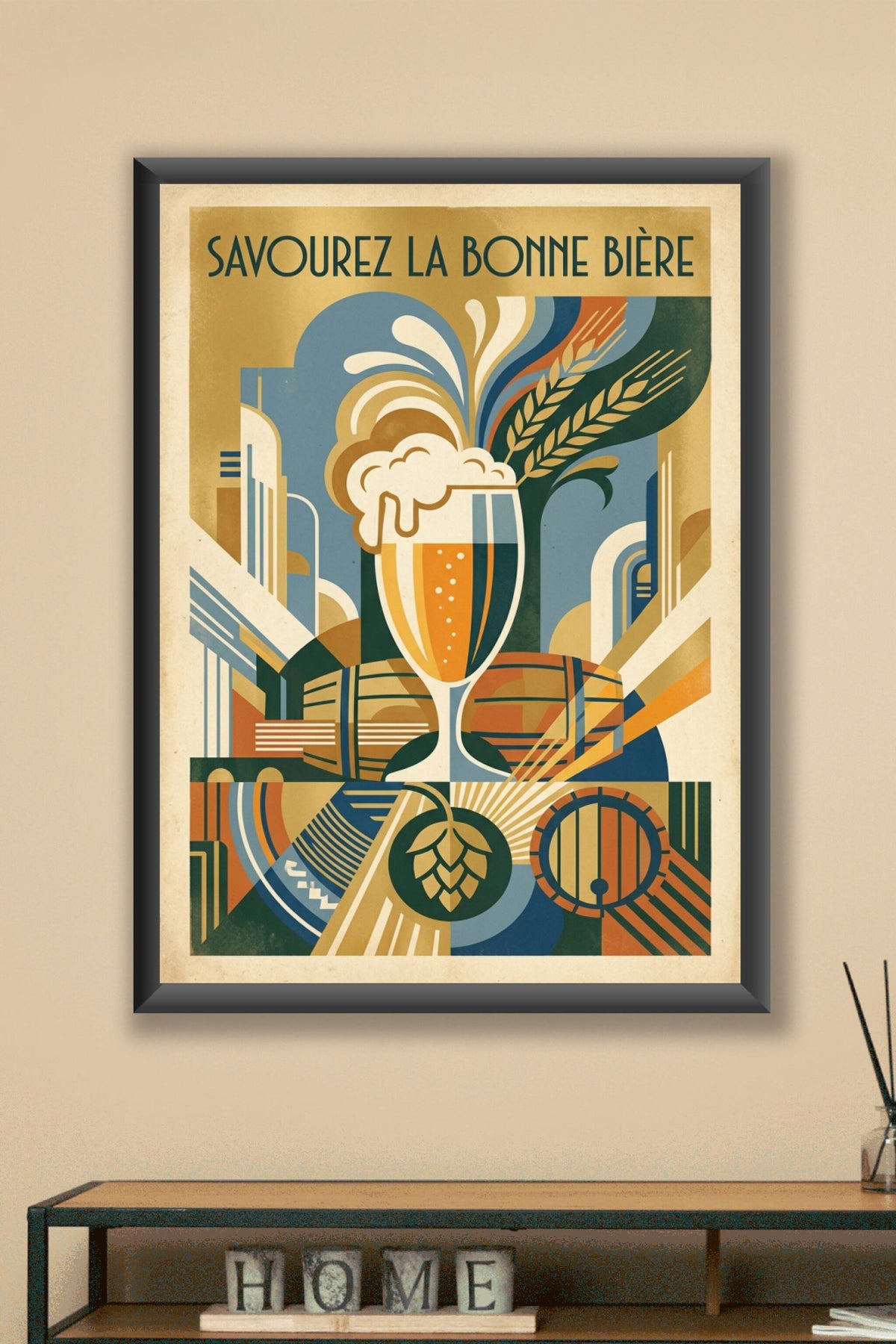 Affiche de bière vintage, style art déco