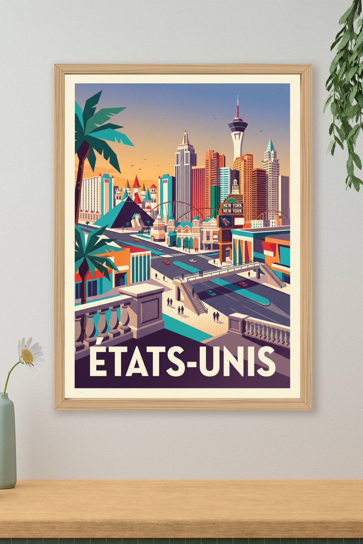 Affiche de Las Vegas, néons rétro vintage