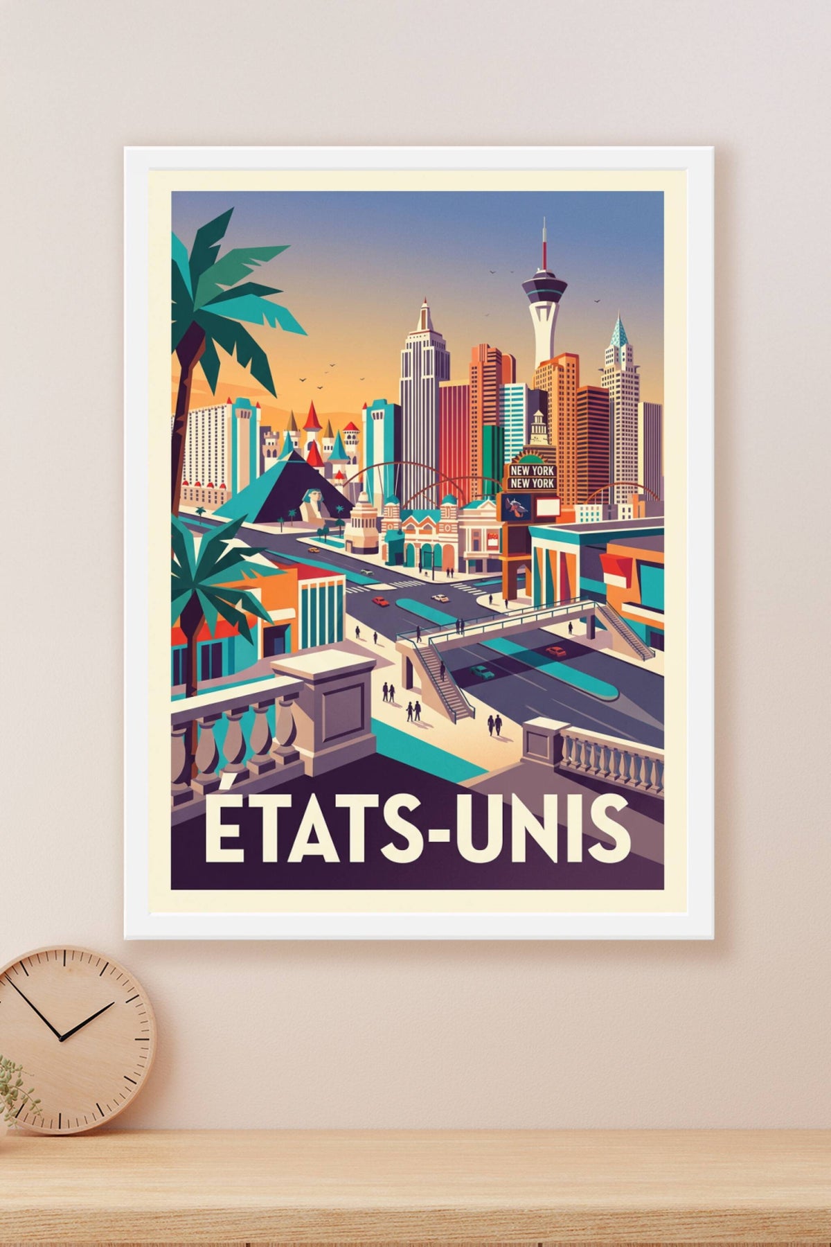 Affiche de Las Vegas, néons rétro vintage