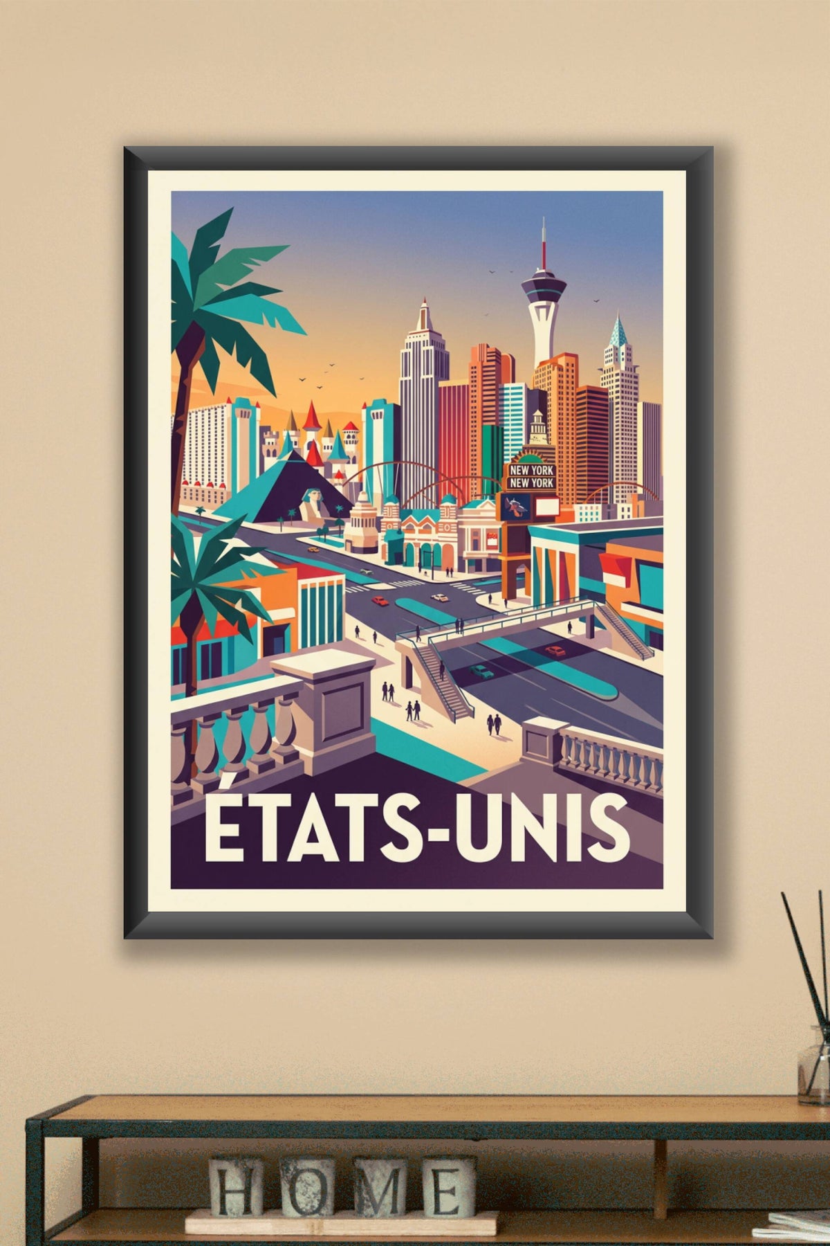 Affiche de Las Vegas, néons rétro vintage