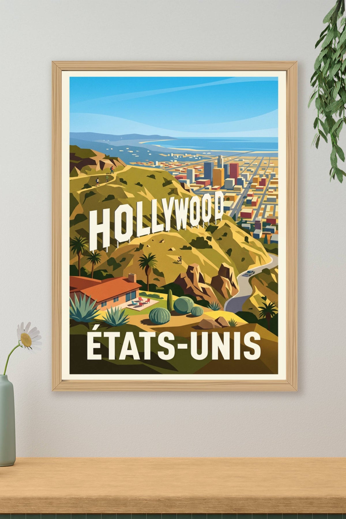 Affiche des États-Unis, lettres d'Hollywood