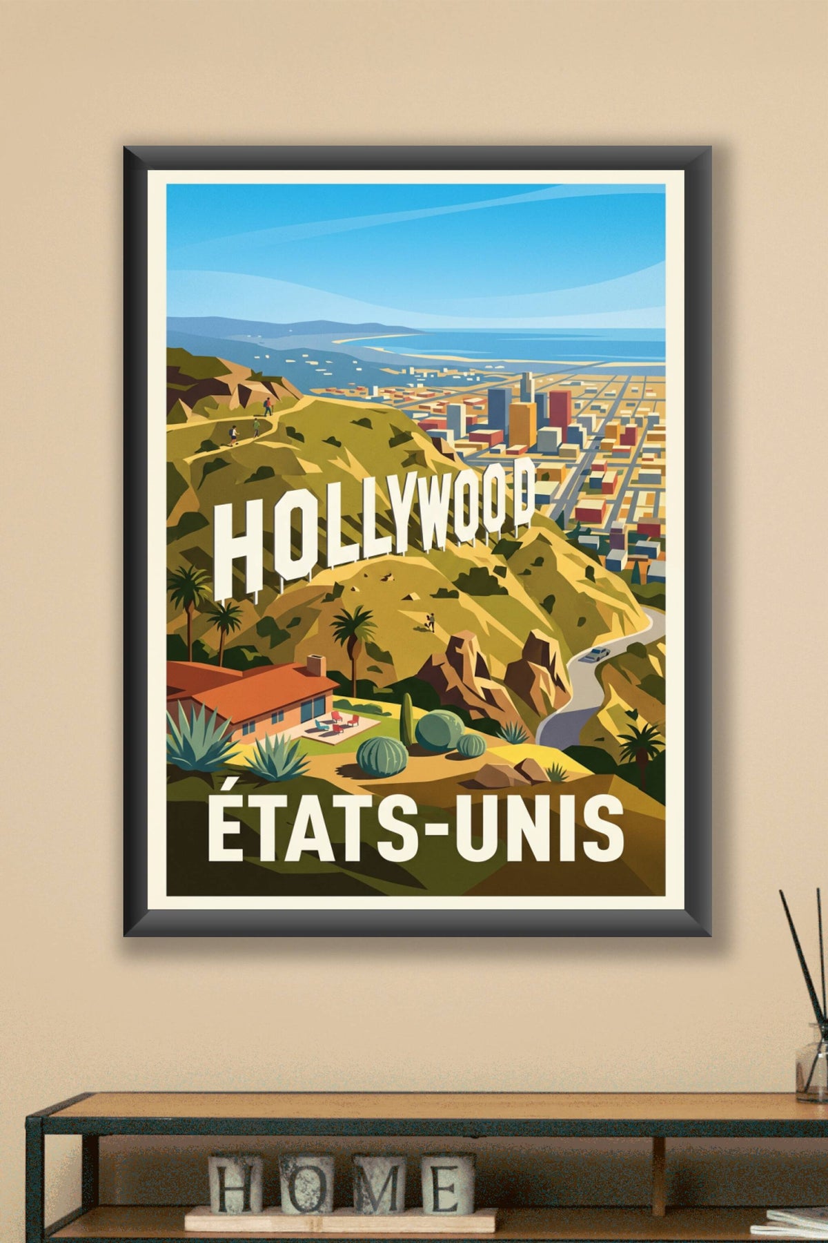 Affiche des États-Unis, lettres d'Hollywood