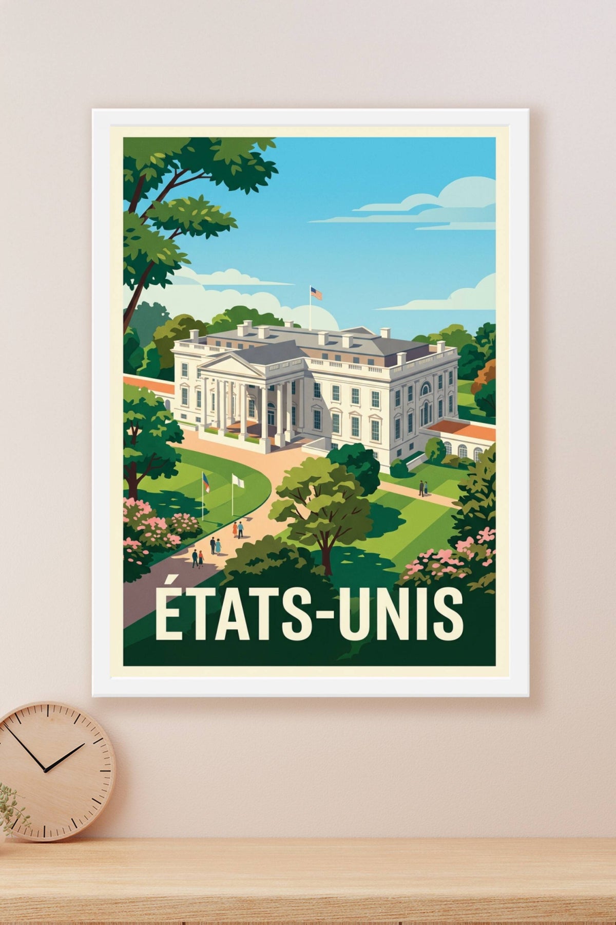Affiche des États-Unis, Maison Blanche et jardins