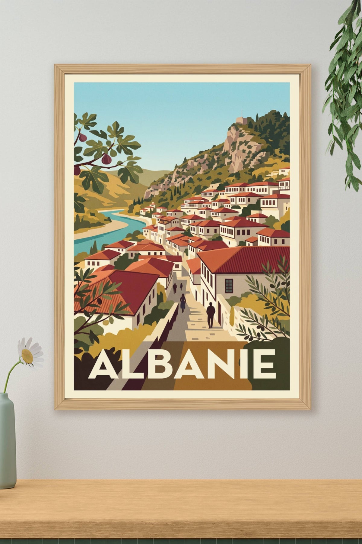 Poster d'Albanie, village de Berat, affiche déco