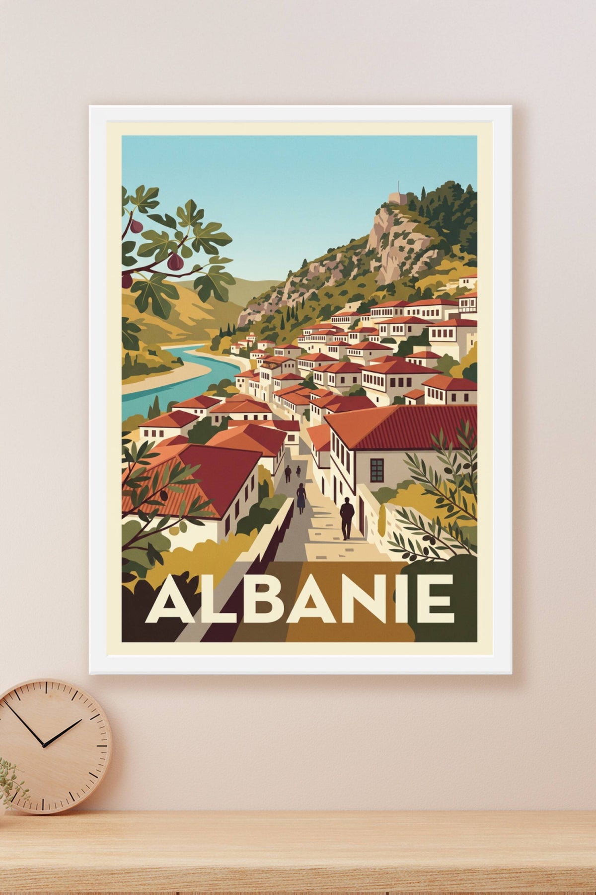 Poster d'Albanie, village de Berat, affiche déco