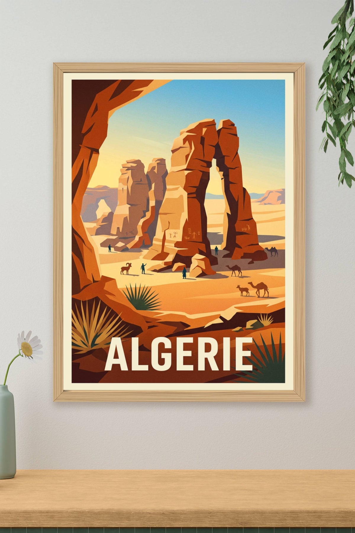 Affiche d'Algérie, arches du Sahara et désert