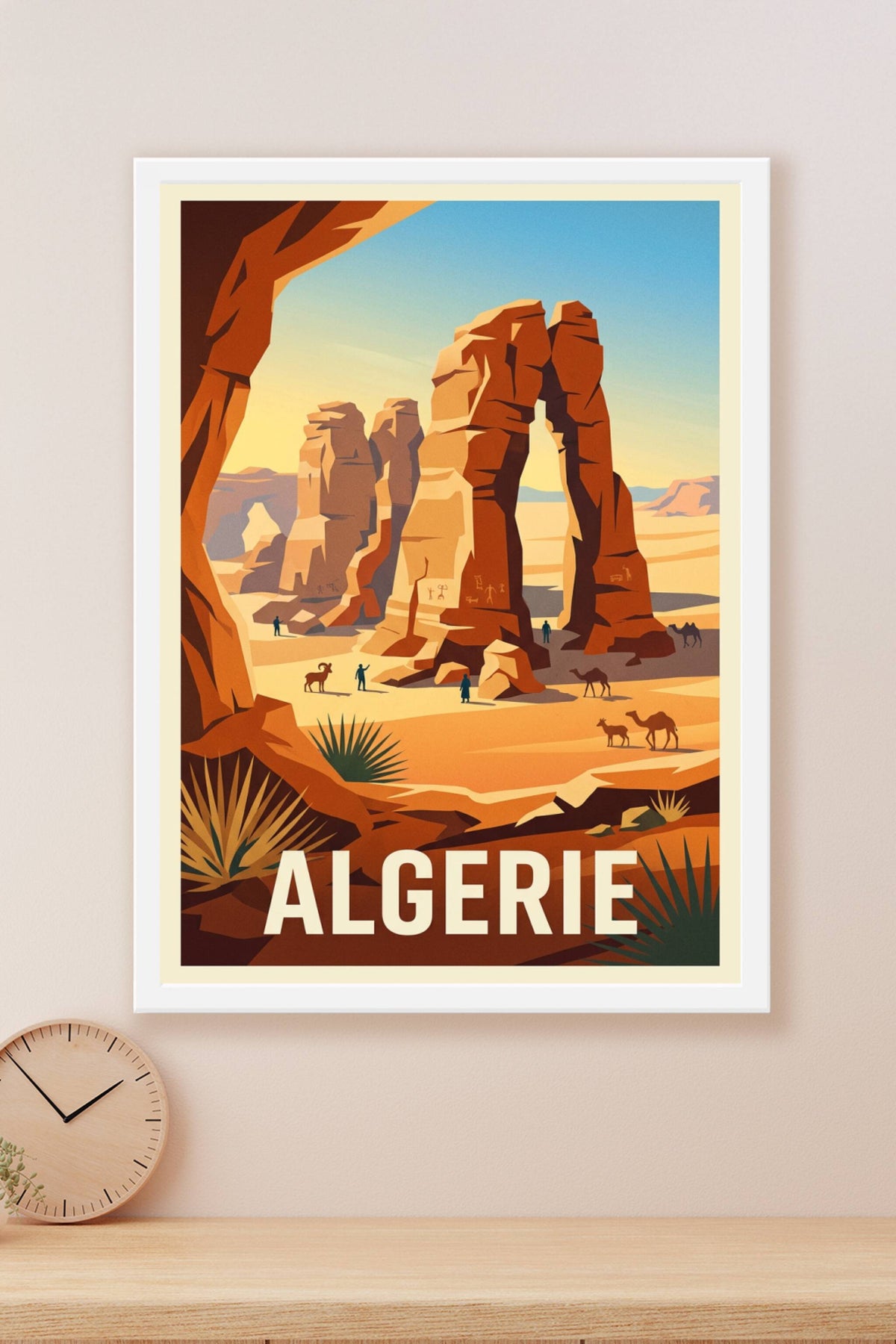 Affiche d'Algérie, arches du Sahara et désert