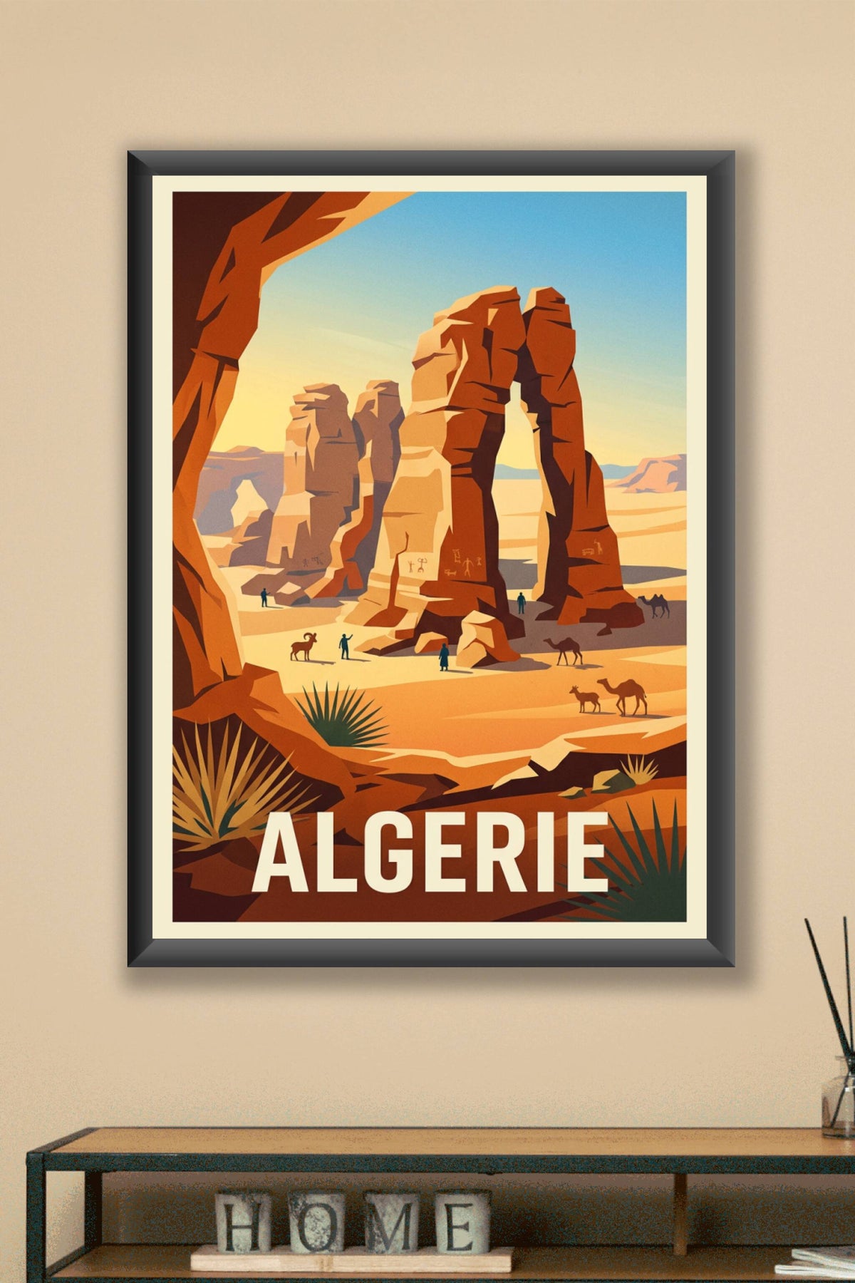 Affiche d'Algérie, arches du Sahara et désert