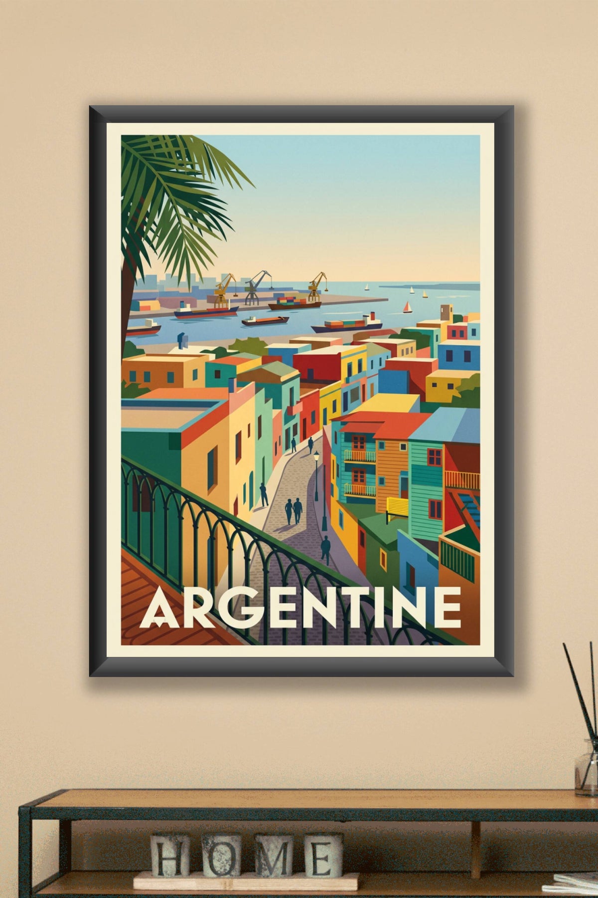 Affiche d'Argentine, poster maisons colorées