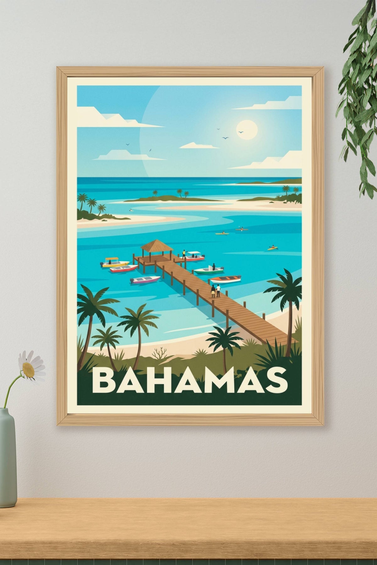 Poster des Bahamas, ponton et mer turquoise