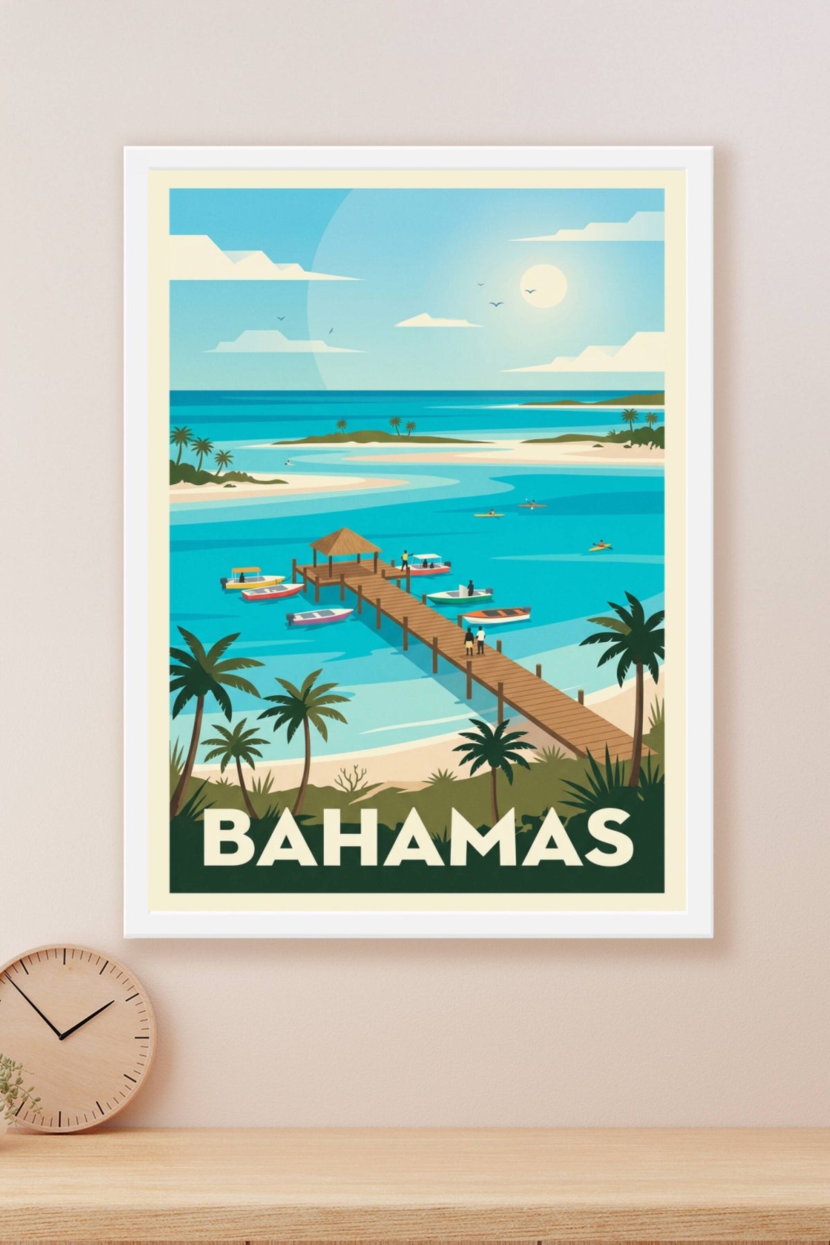 Poster des Bahamas, ponton et mer turquoise