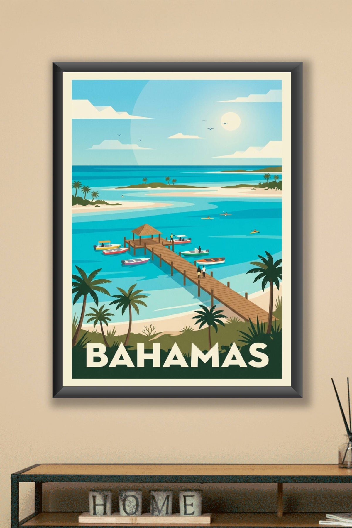 Poster des Bahamas, ponton et mer turquoise