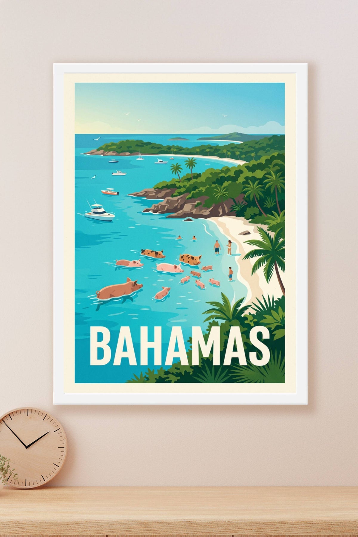Poster des Bahamas, cochons de Big Major Cay