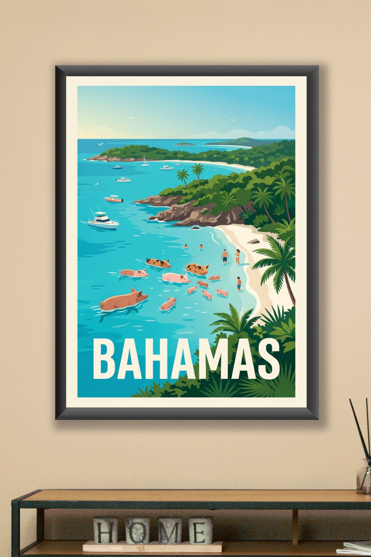 Poster des Bahamas, cochons de Big Major Cay