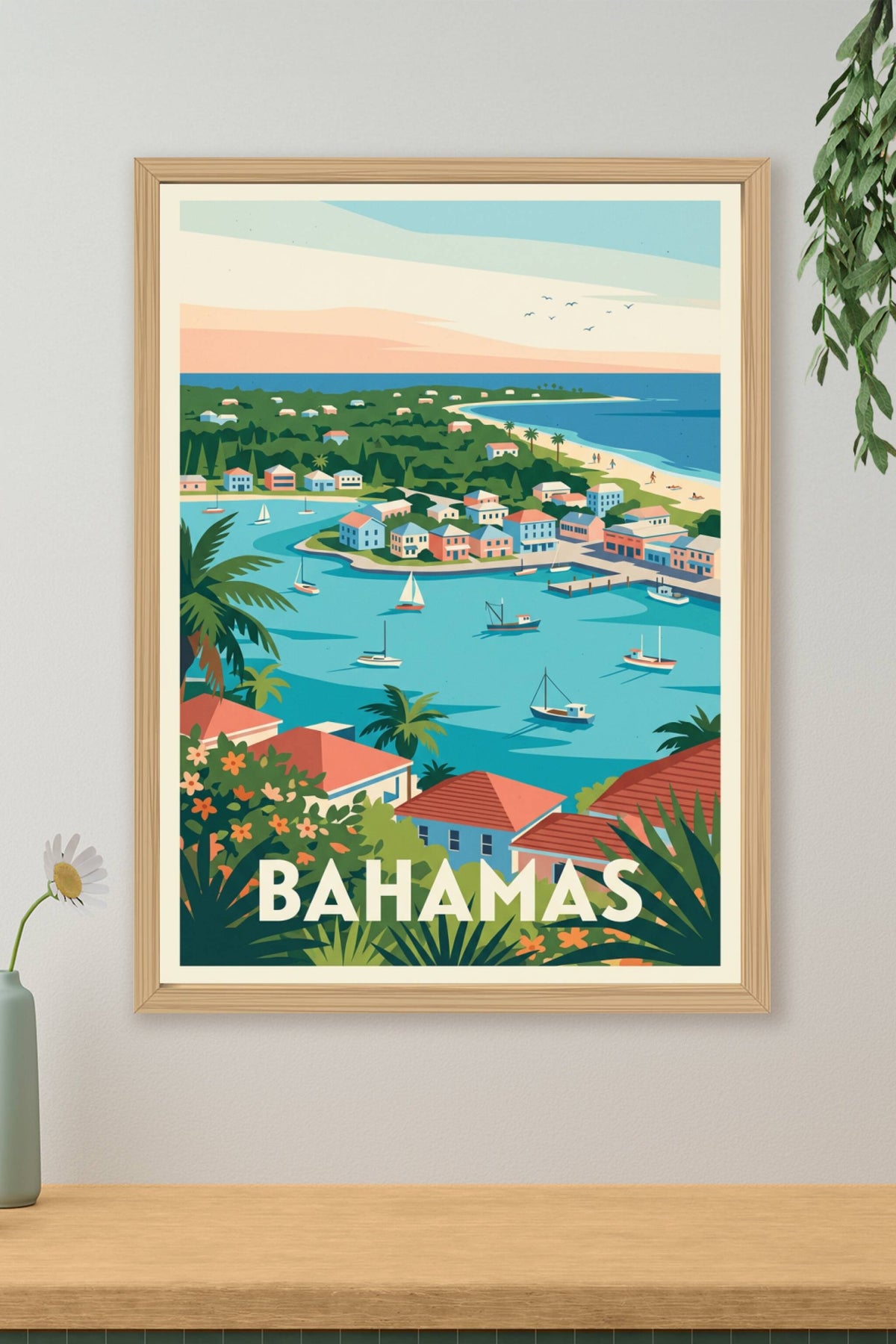 Affiche des Bahamas, poster port tropical