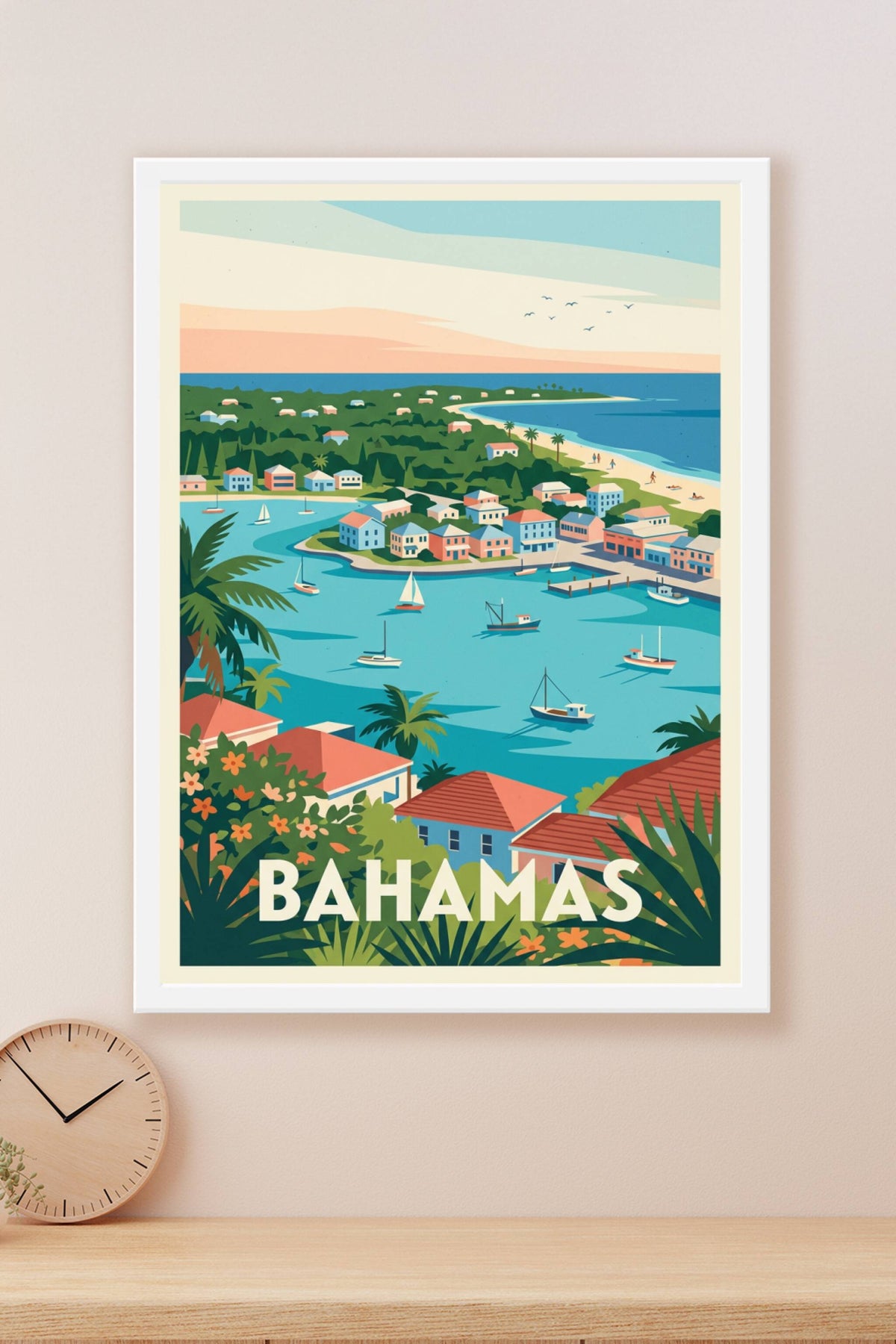 Affiche des Bahamas, poster port tropical