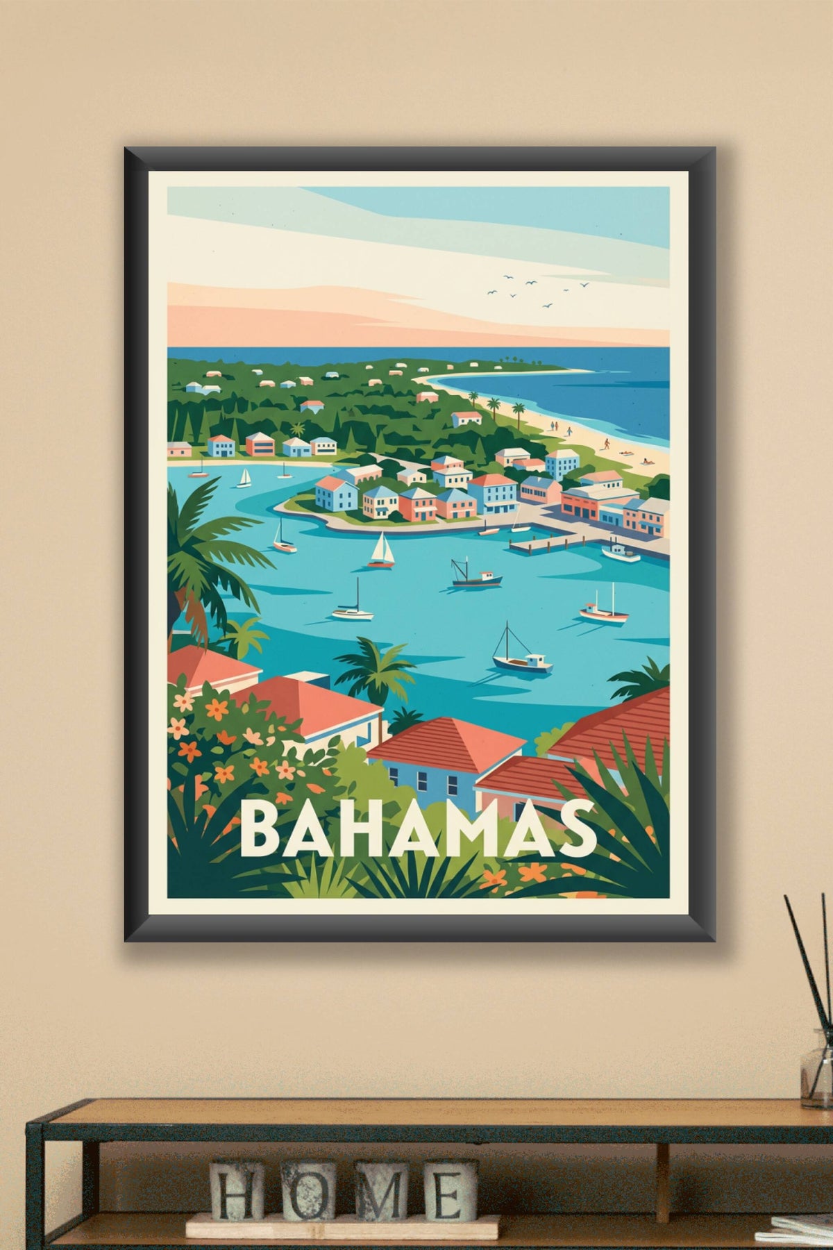 Affiche des Bahamas, poster port tropical