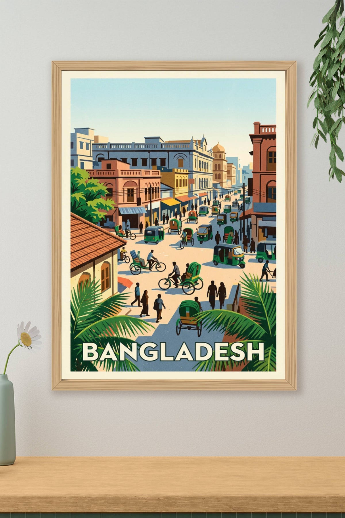 Affiche du Bangladesh, rickshaws colorés