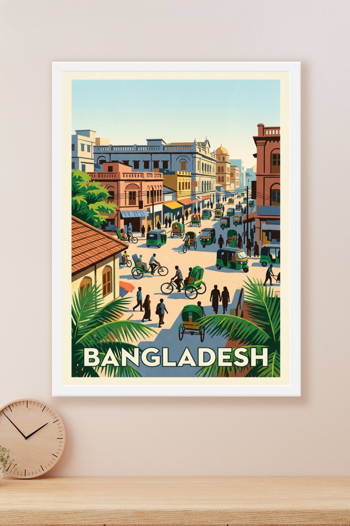Affiche du Bangladesh, rickshaws colorés