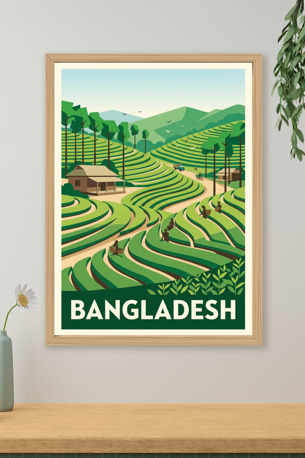 Affiche du Bangladesh, plantations de thé