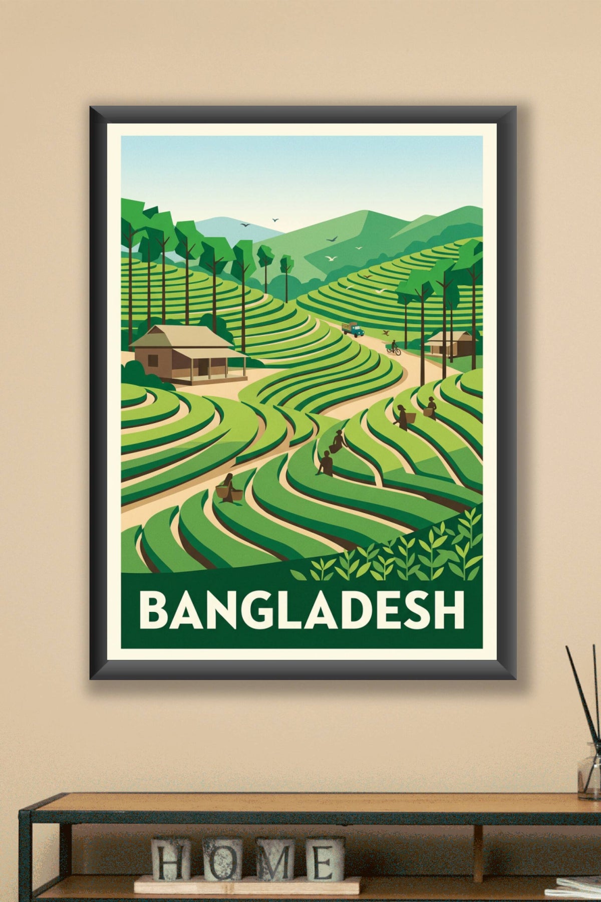 Affiche du Bangladesh, plantations de thé