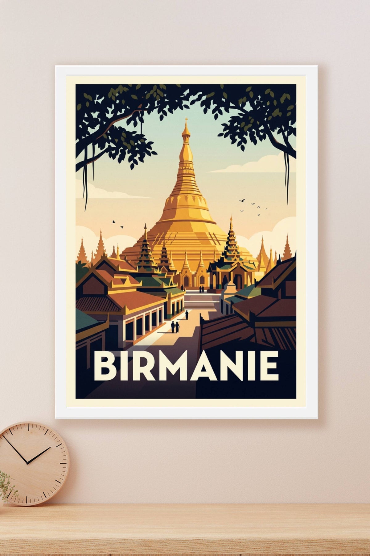 Affiche de Birmanie, pagode Shwedagon dorée