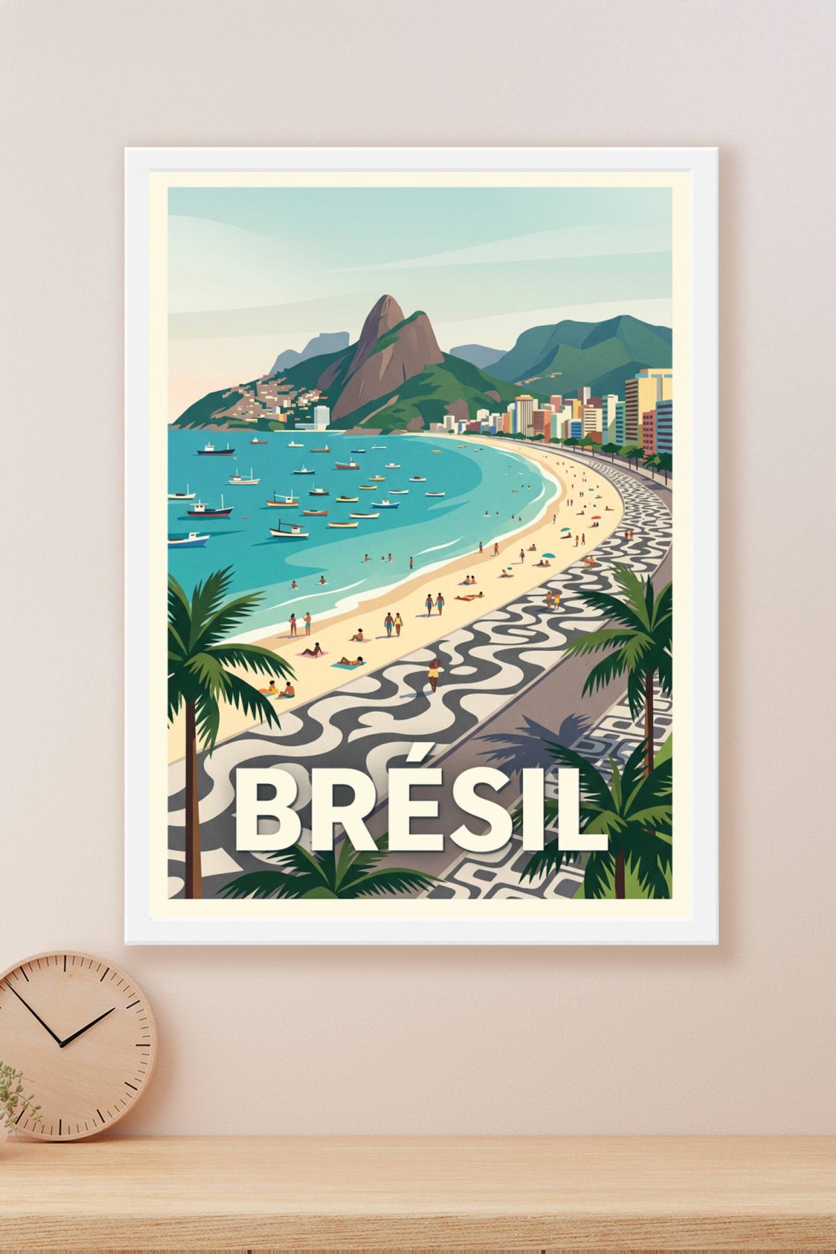 Affiche du Brésil, plage de Copacabana
