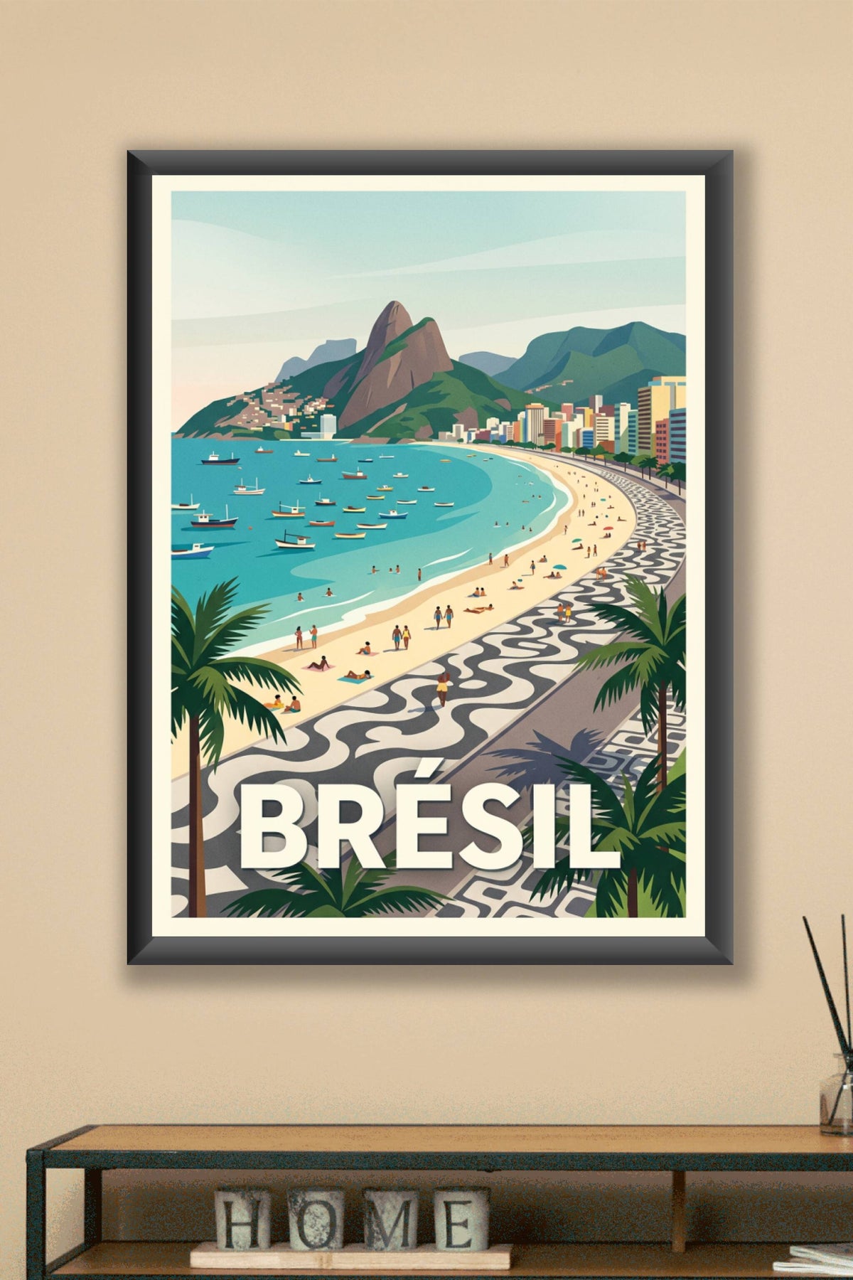 Affiche du Brésil, plage de Copacabana