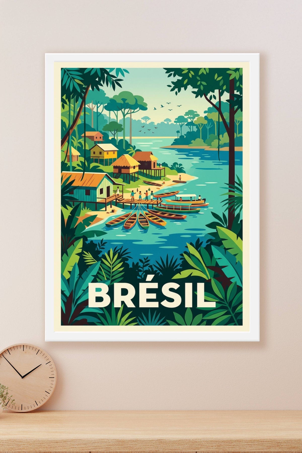 Poster du Brésil, poster village d'Amazonie