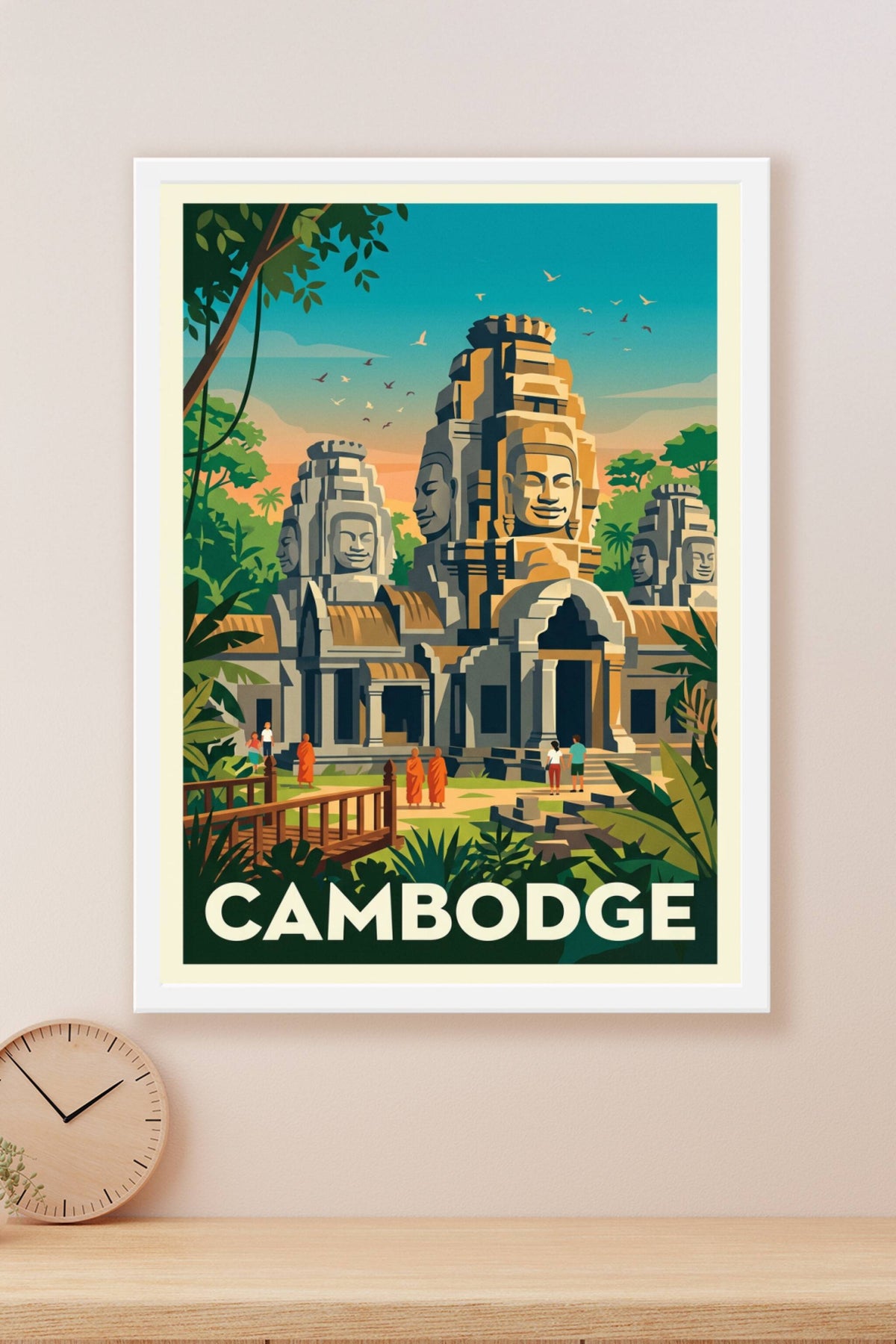 Affiche du Cambodge, temple du Bayon