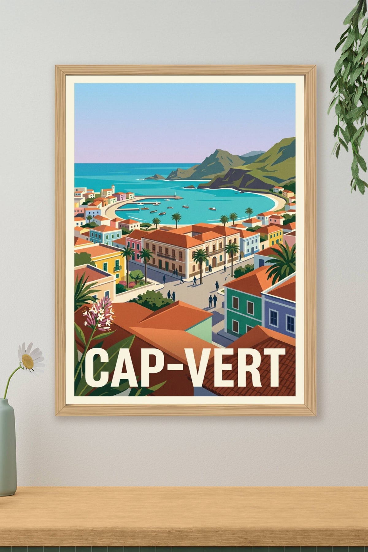 Affiche du Cap-Vert, poster village de pêcheurs