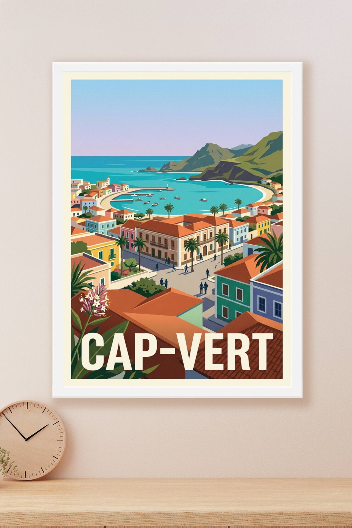 Affiche du Cap-Vert, poster village de pêcheurs
