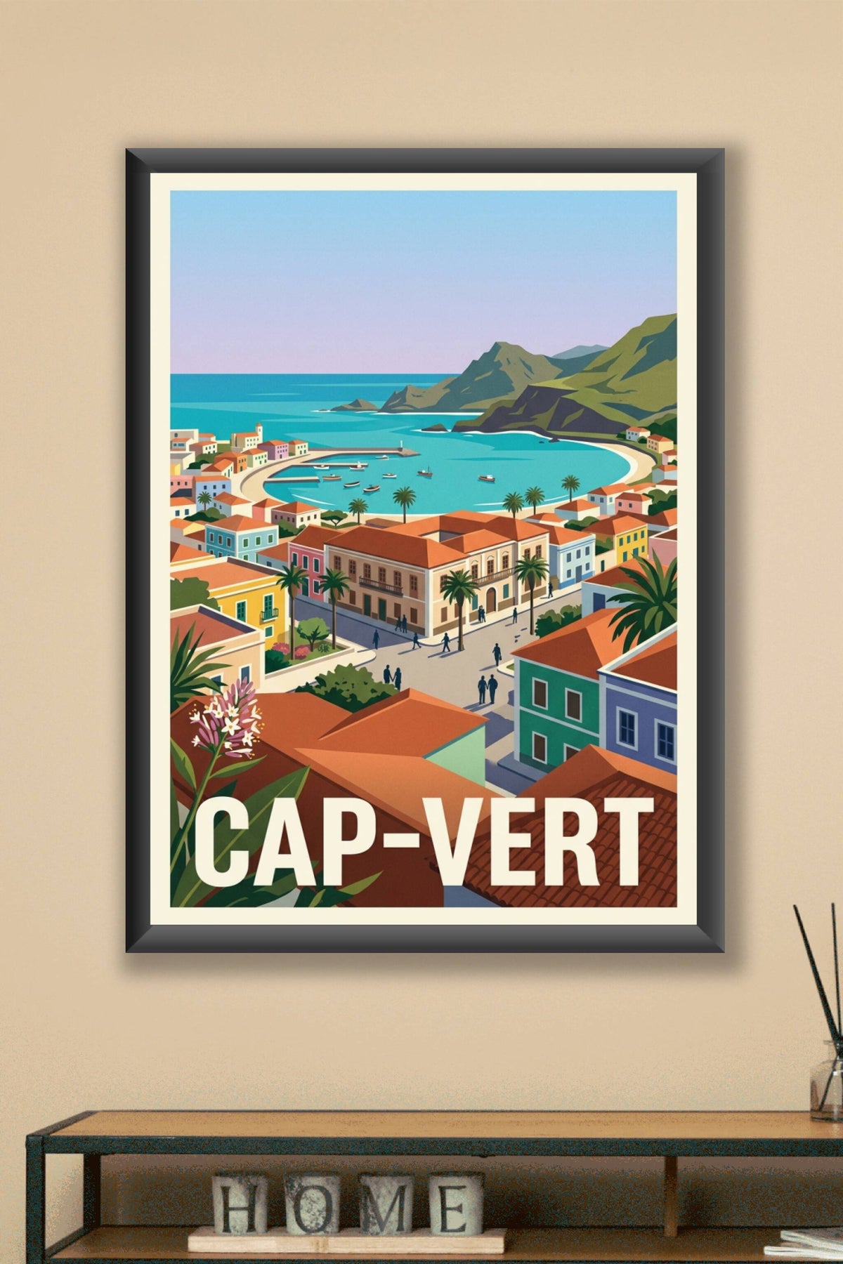 Affiche du Cap-Vert, poster village de pêcheurs