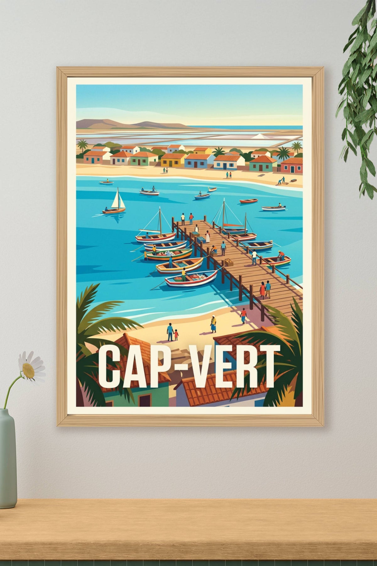 Affiche du Cap-Vert, poster maisons colorées