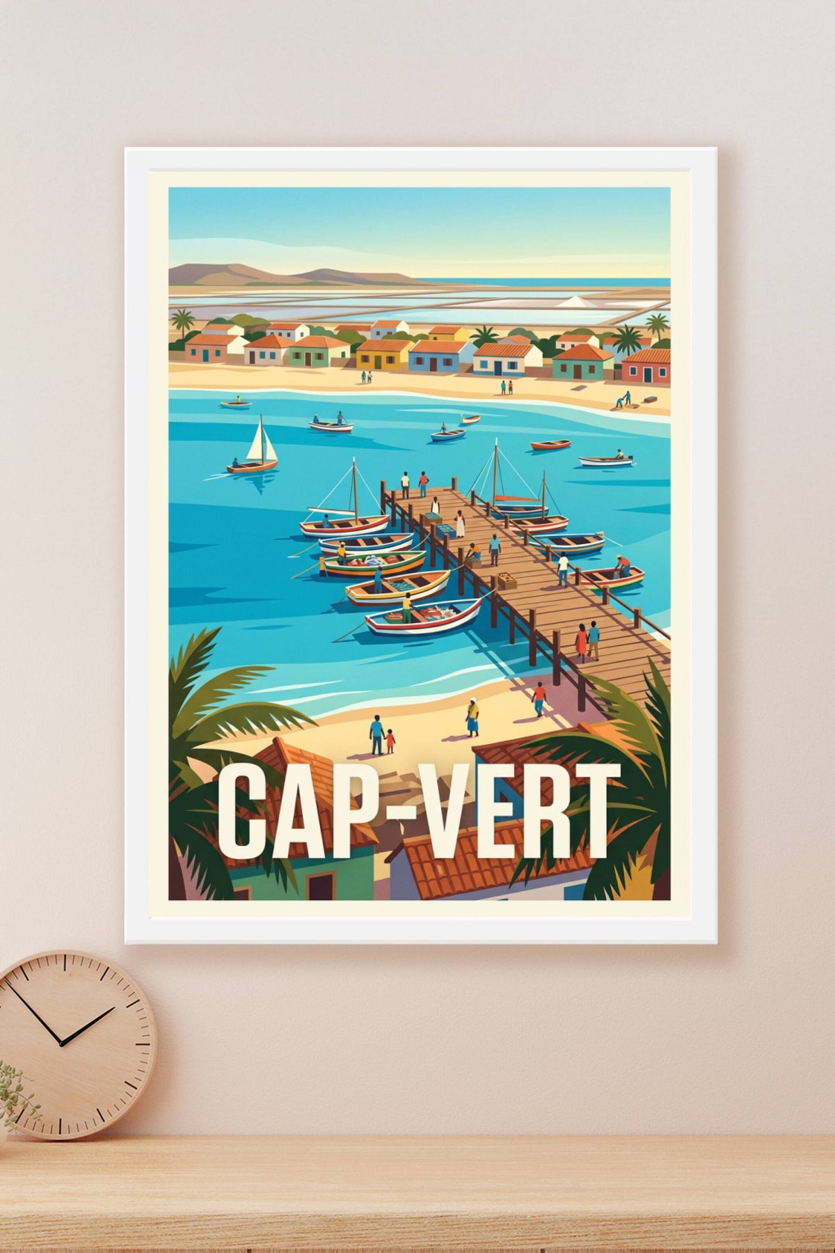 Affiche du Cap-Vert, poster maisons colorées