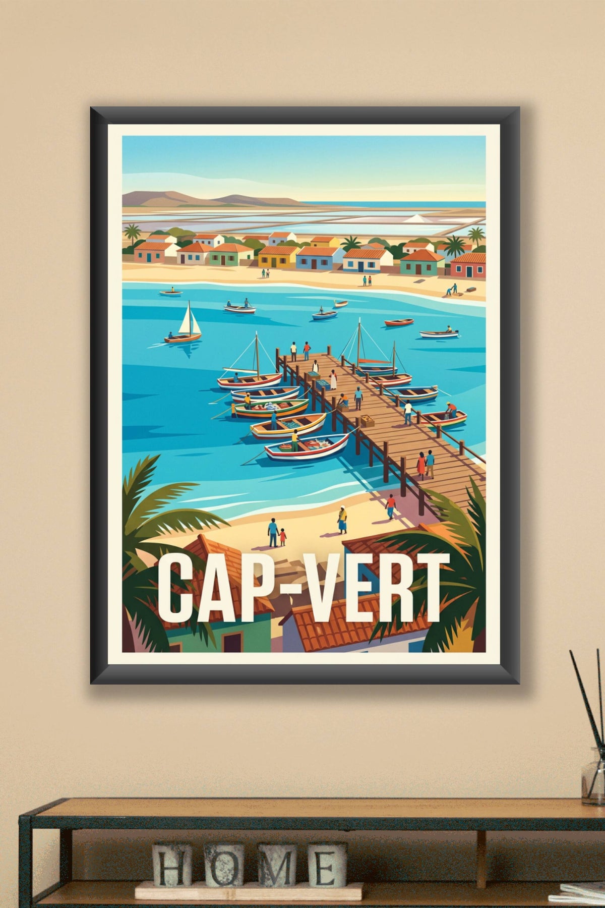 Affiche du Cap-Vert, poster maisons colorées