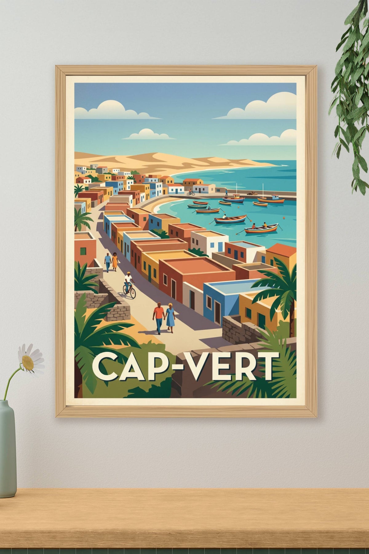 Affiche du Cap-Vert, village de pêcheurs