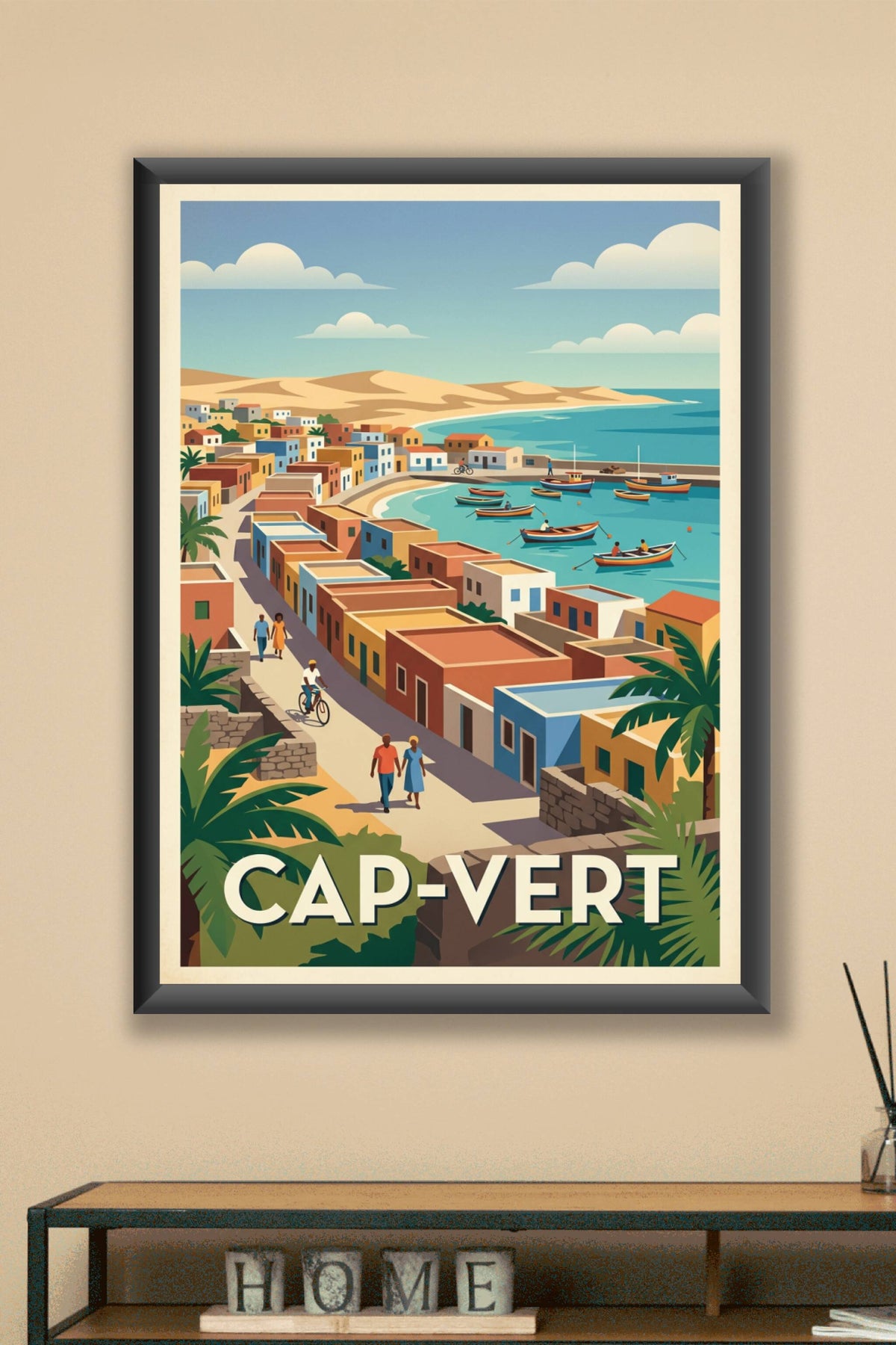 Affiche du Cap-Vert, village de pêcheurs