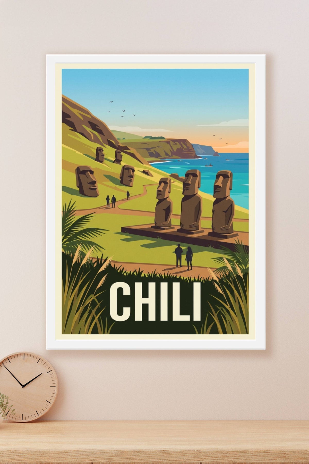 Affiche du Chili, Ile de Pâques Moaï